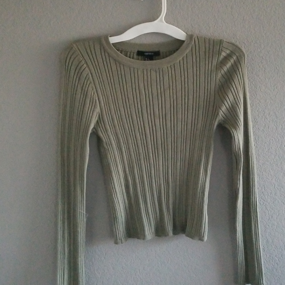 Olive Green ribbed knit sweater